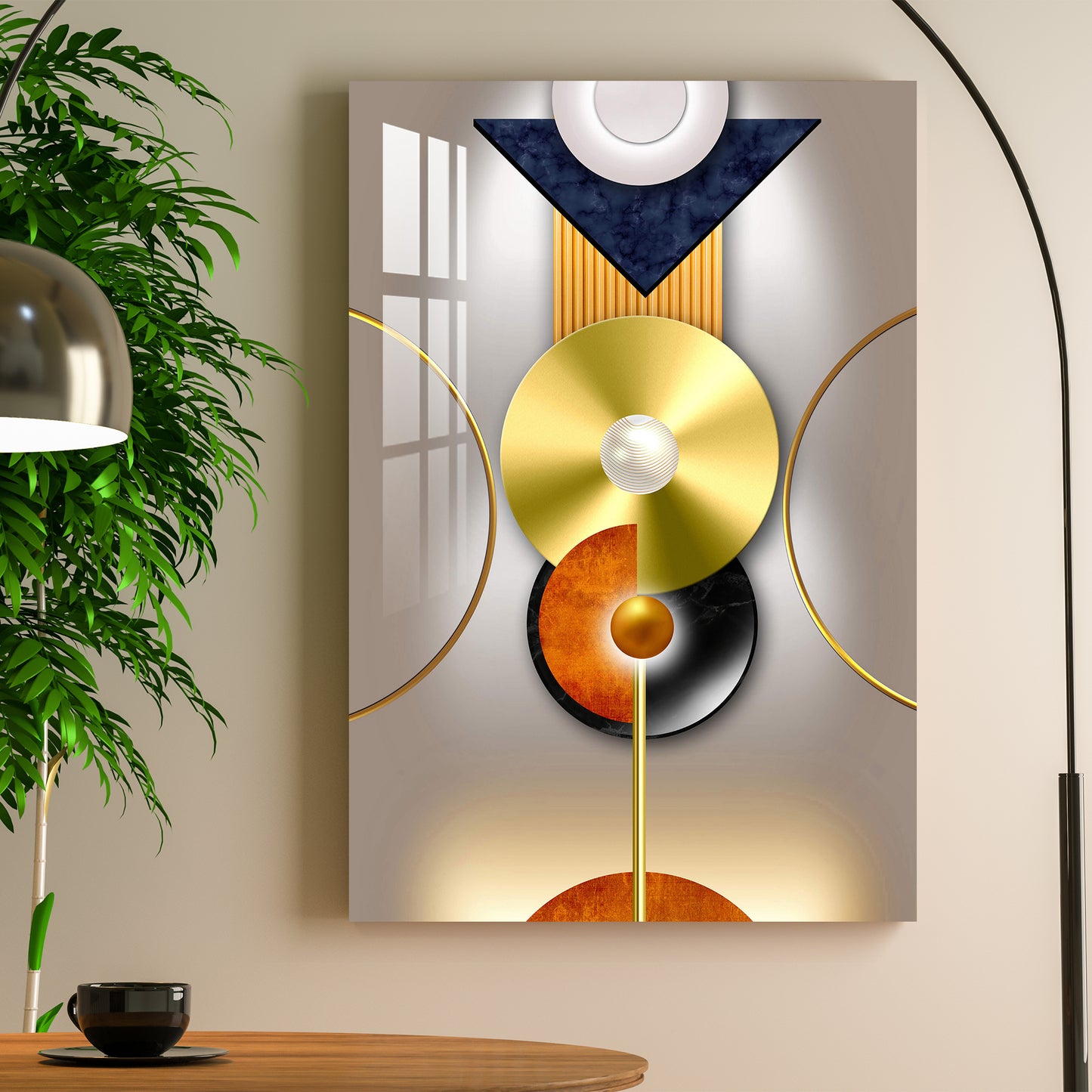 Golden & Black Disc Acrylic Wall Art