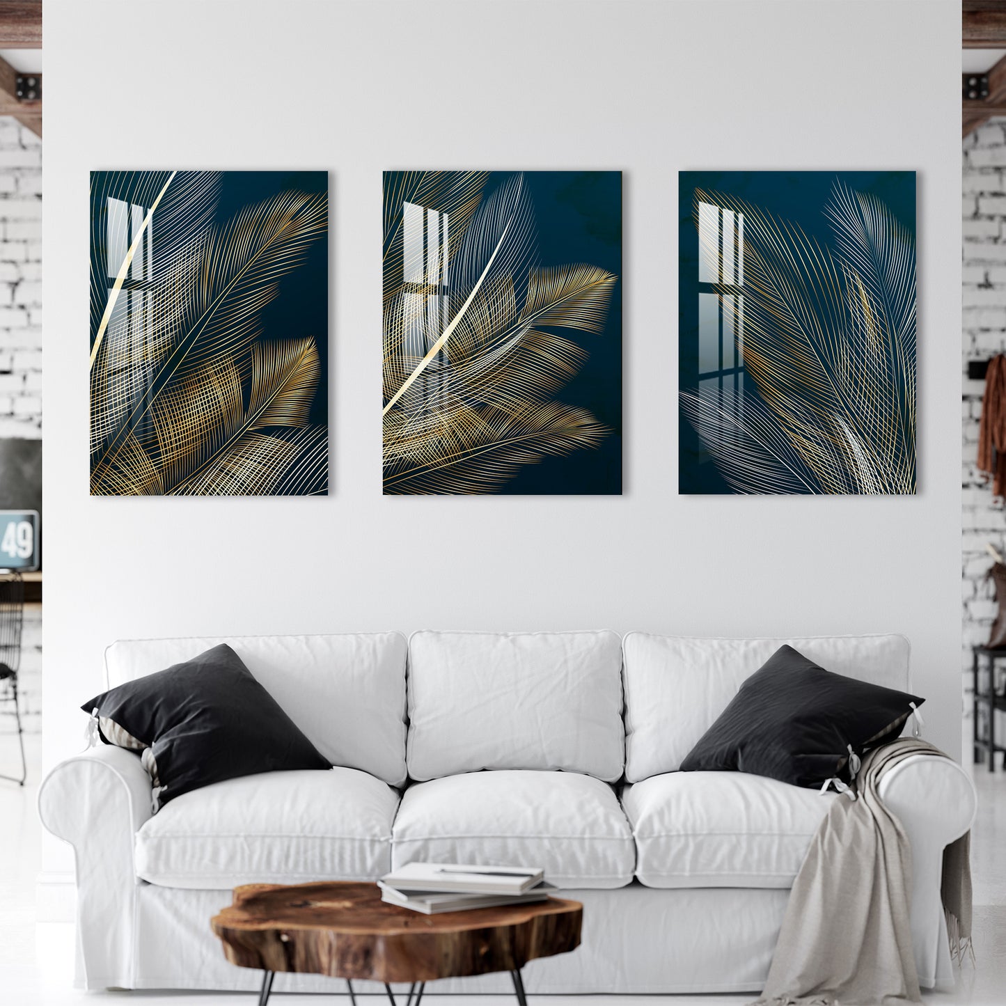 Minimal Feather Acrylic Wall Art (Set of 3)