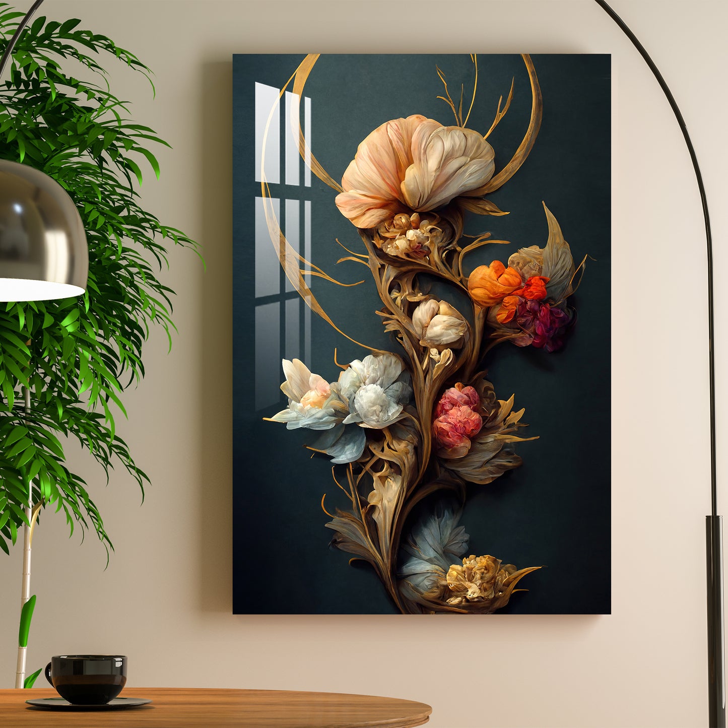 Rococo Flowers Acrylic Wall Art