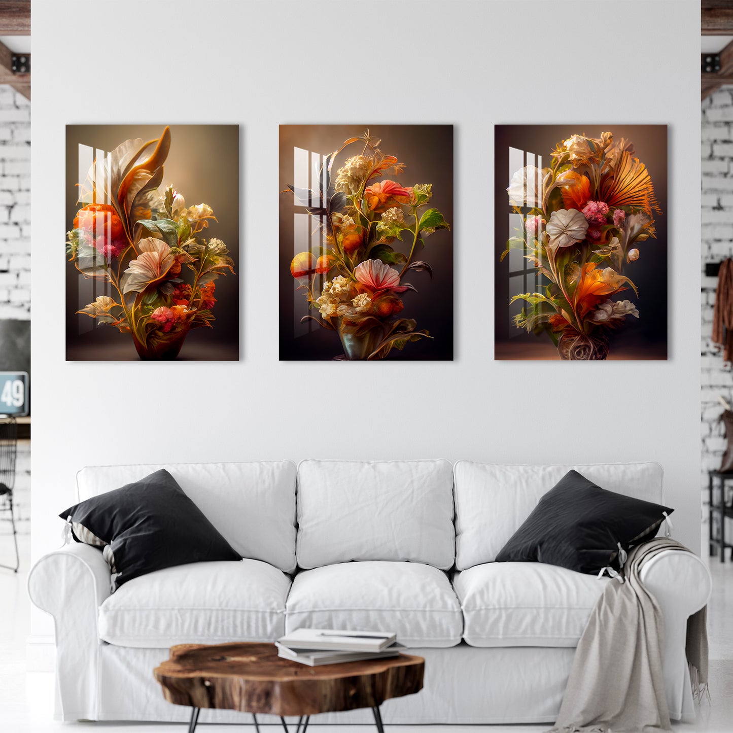 Vase of Flowers Acrylic Wall Art (Set of 3)