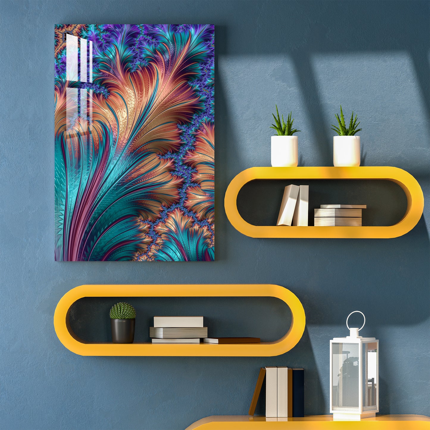 Multicolor Feather Acrylic Wall Art