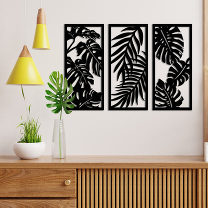 Big Leaves 3 Piece Set Metal Wall Art