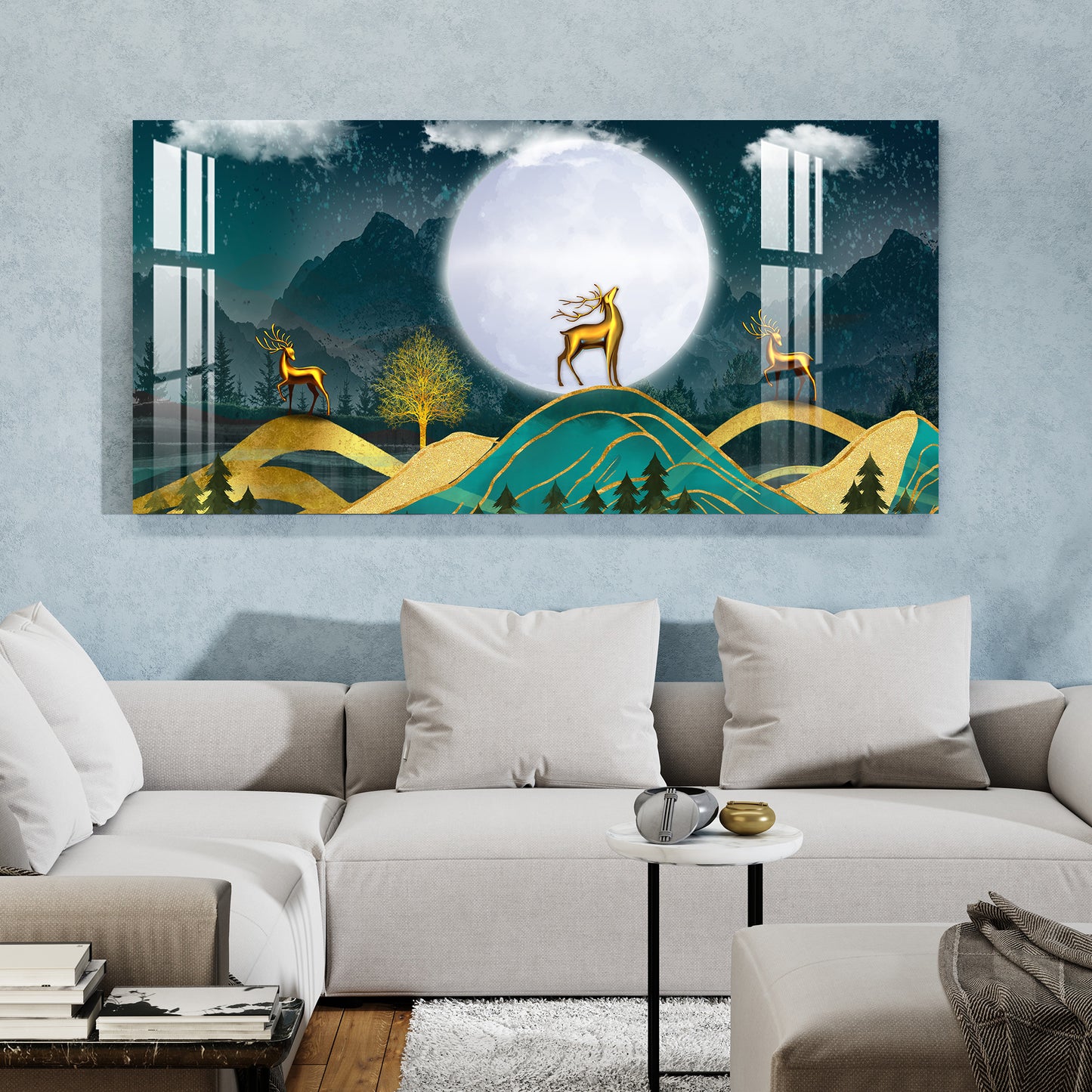 Cloudy Forest Night Acrylic Wall Art