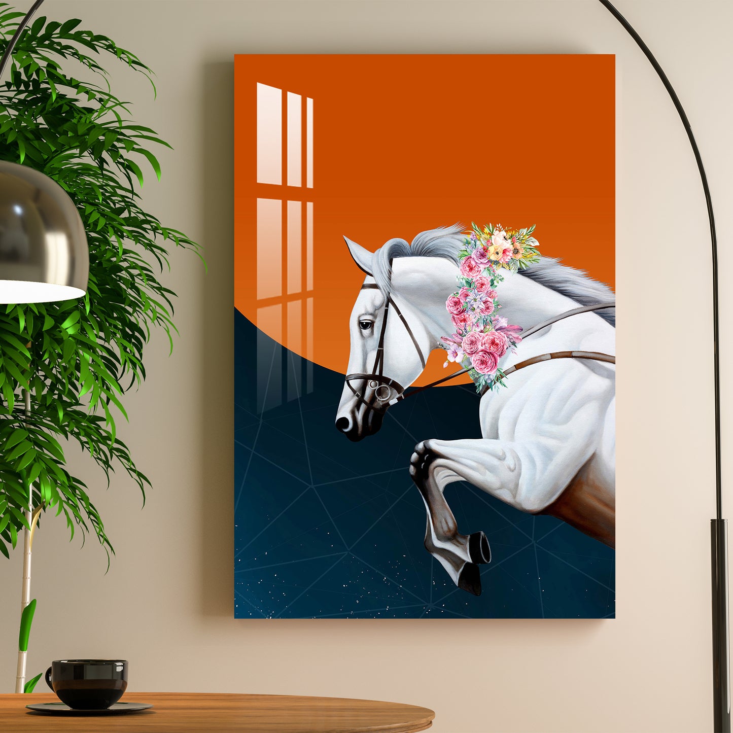 Beautiful White Horse Acrylic Wall Art