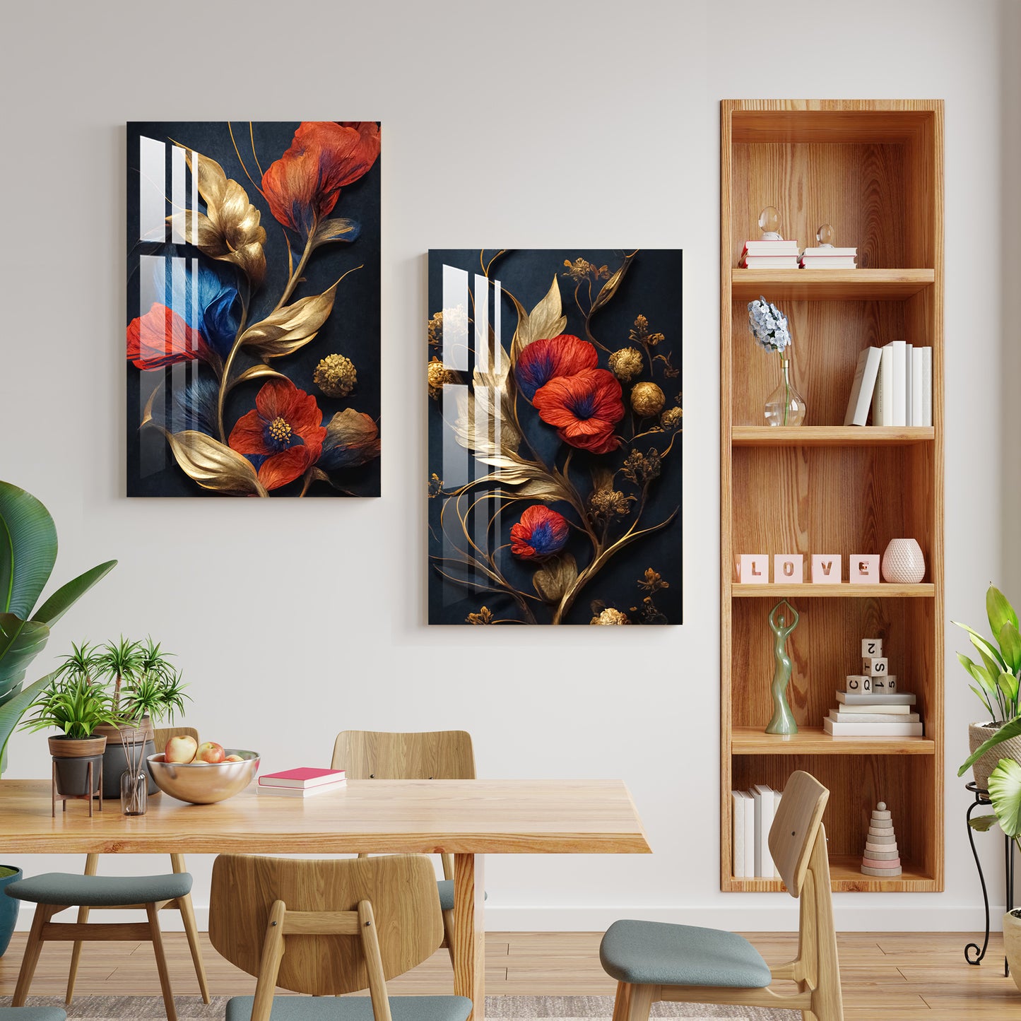 Colorful Abstract Flower Acrylic Wall Art (Set Of 2)