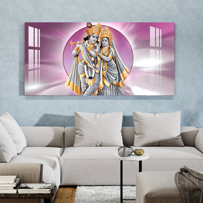 Radha Krishna in Grey & Gold Acrylic Wall Art