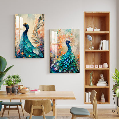 Gorgeous Peacocks Acrylic Wall Art (Set Of 2)