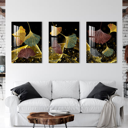 Ginkgo Biloba Acrylic Wall Art (Set of 3)