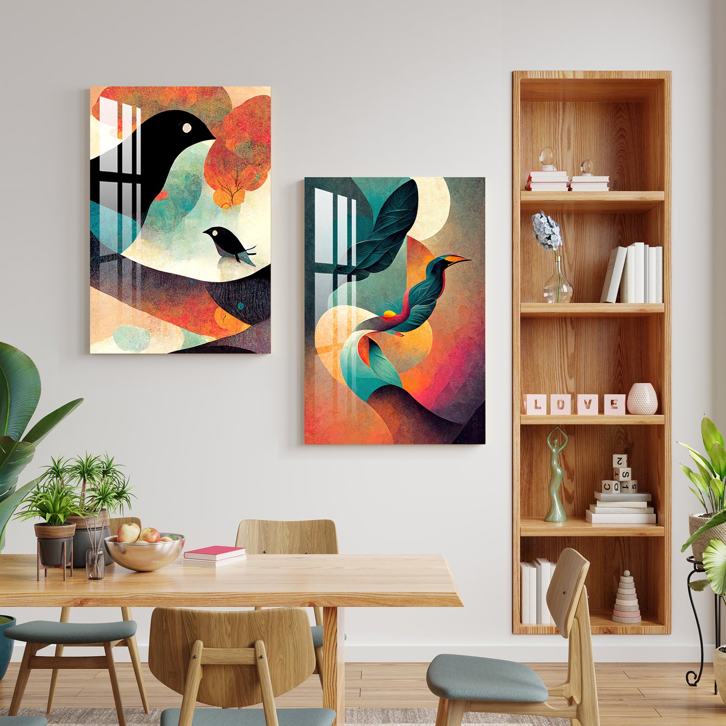 Evening Birds Acrylic Wall Art (Set Of 2)