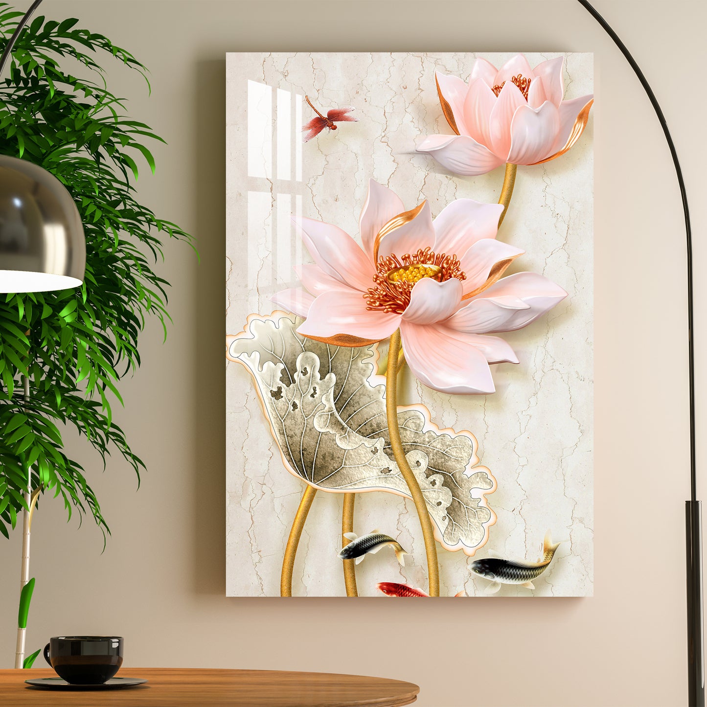 Peach Blooming Flowers Acrylic Wall Art