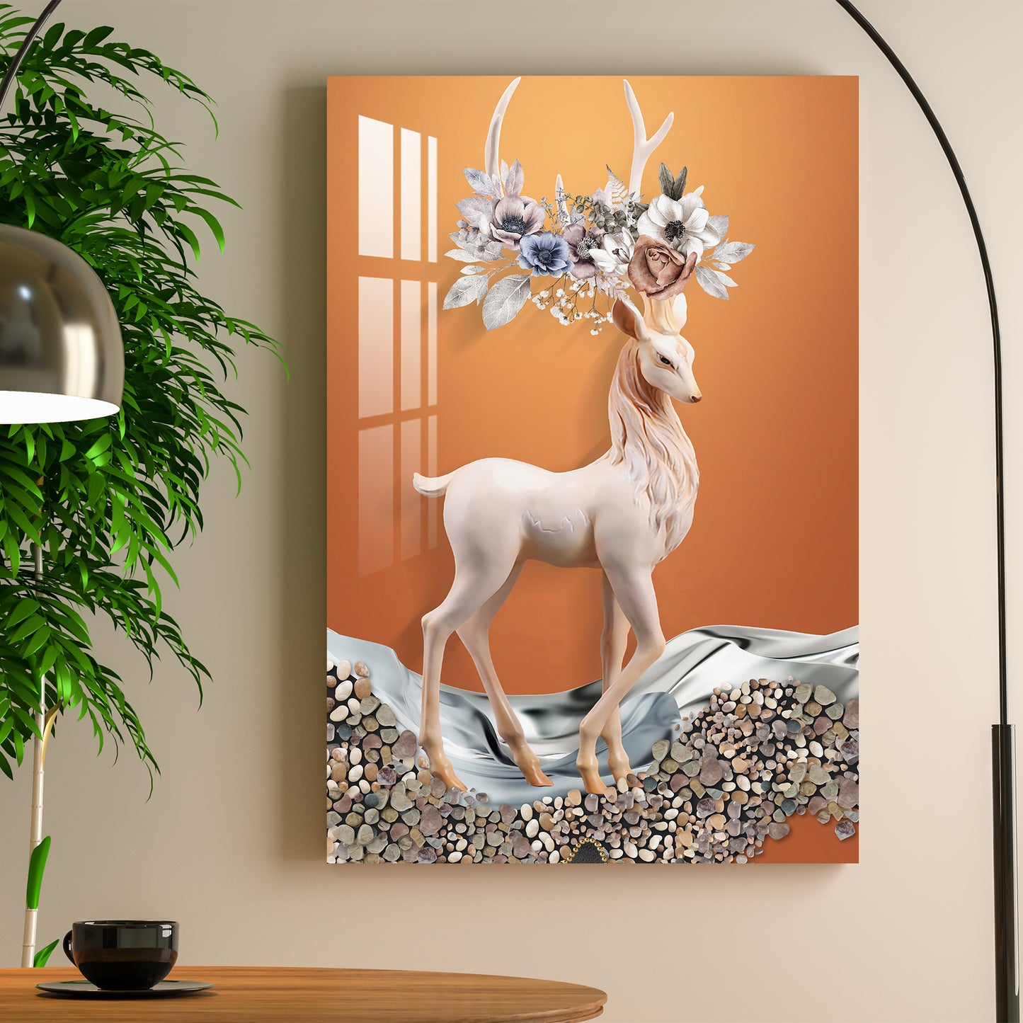 Fascinating White Deer Acrylic Wall Art