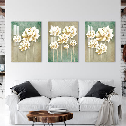 Mangolian Flowers Acrylic Wall Art (Set of 3)