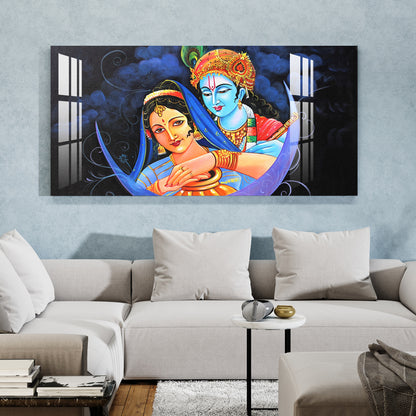 Radha Krishna on Moon Acrylic Wall Art