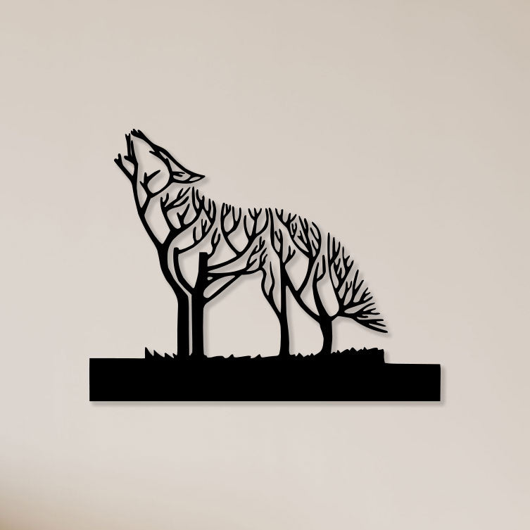 Wolf In Forest Metal Wall Art