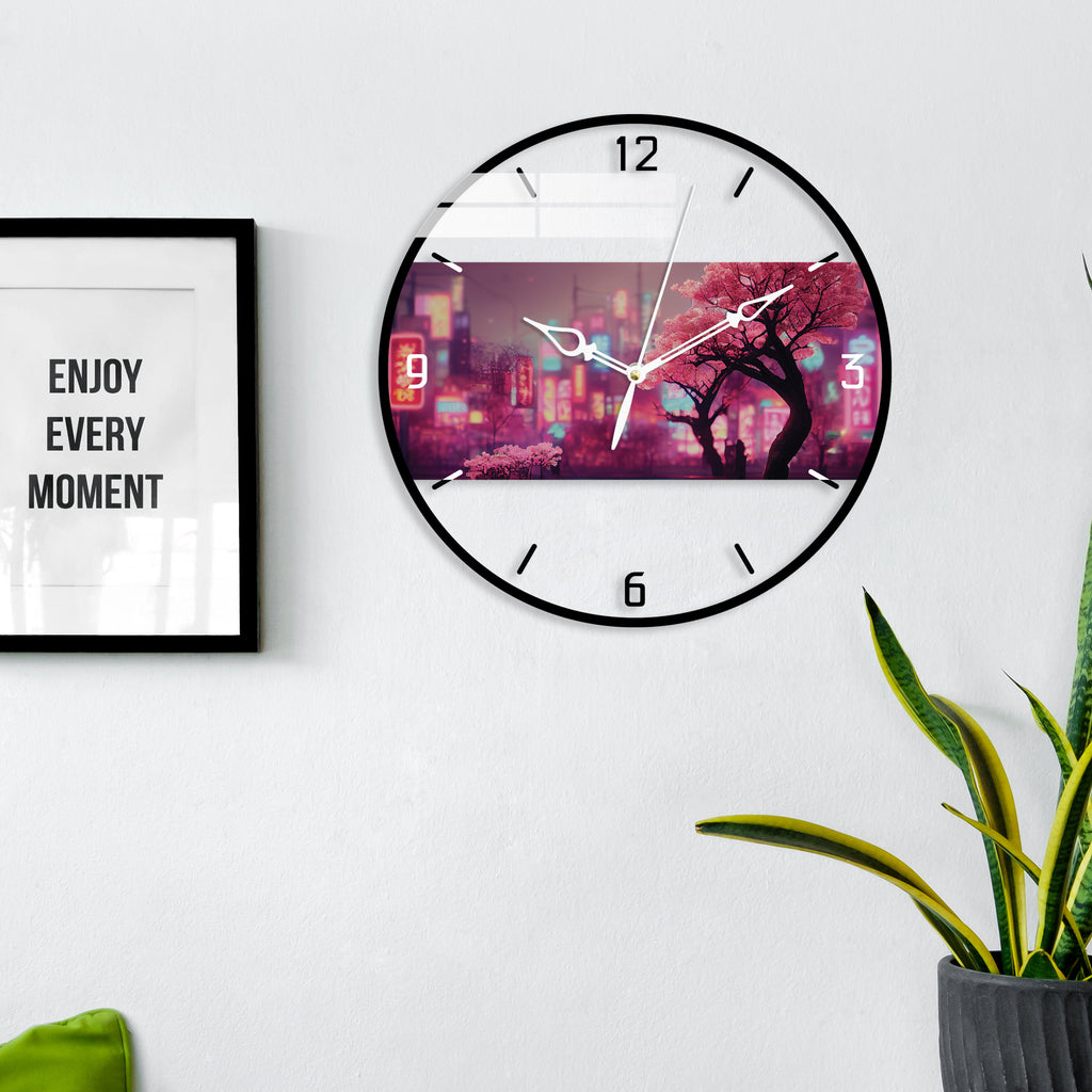 Cherry Blossom Tree Printed Acrylic Wall Clock