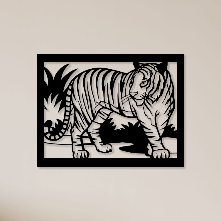 Tiger In Forest Metal Wall Art