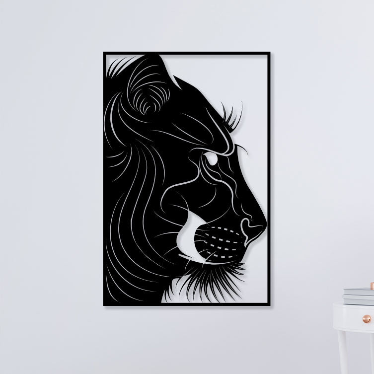 Black Tiger Face Metal Wall Art