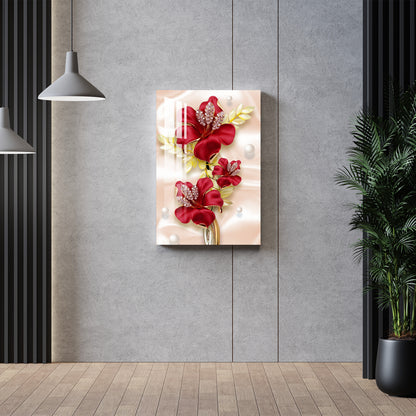 Red Flower Bouquet Acrylic Wall Art