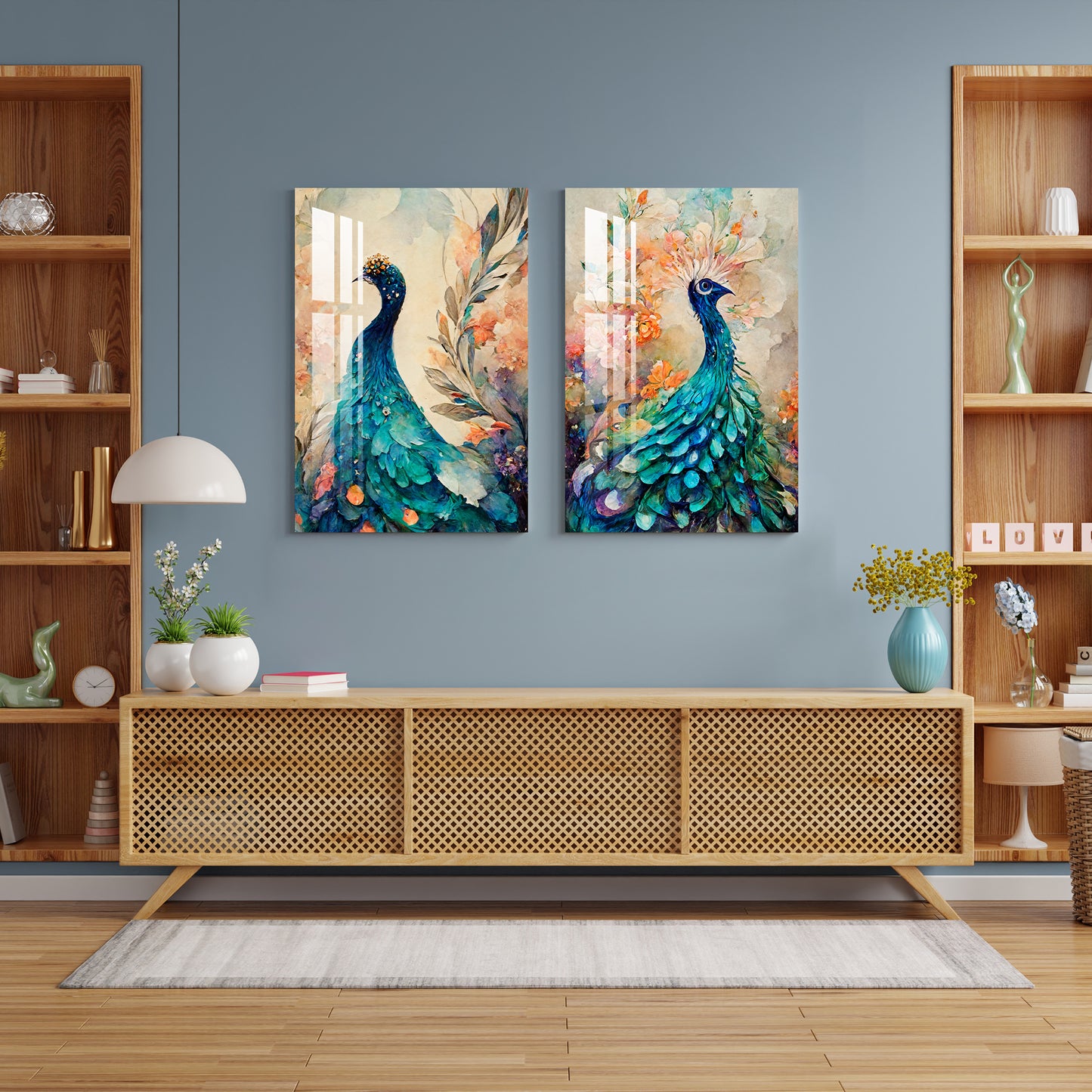 Gorgeous Peacocks Acrylic Wall Art (Set Of 2)