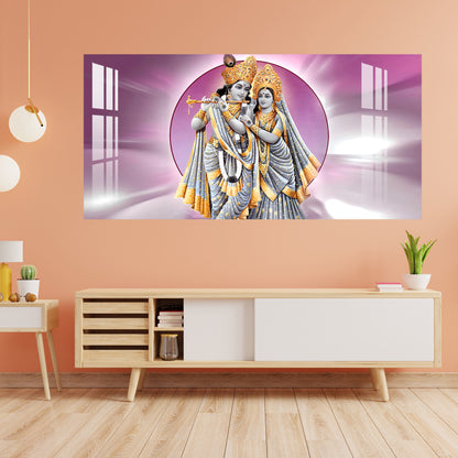 Radha Krishna in Grey & Gold Acrylic Wall Art