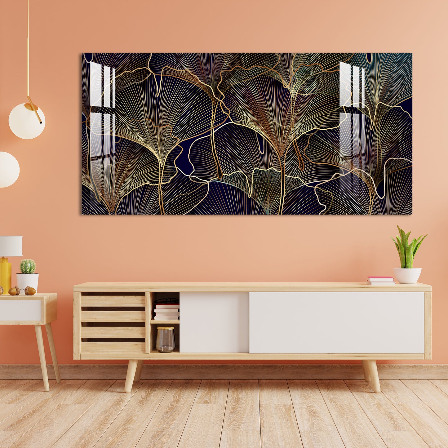 Golden Leaves Acrylic Wall Art