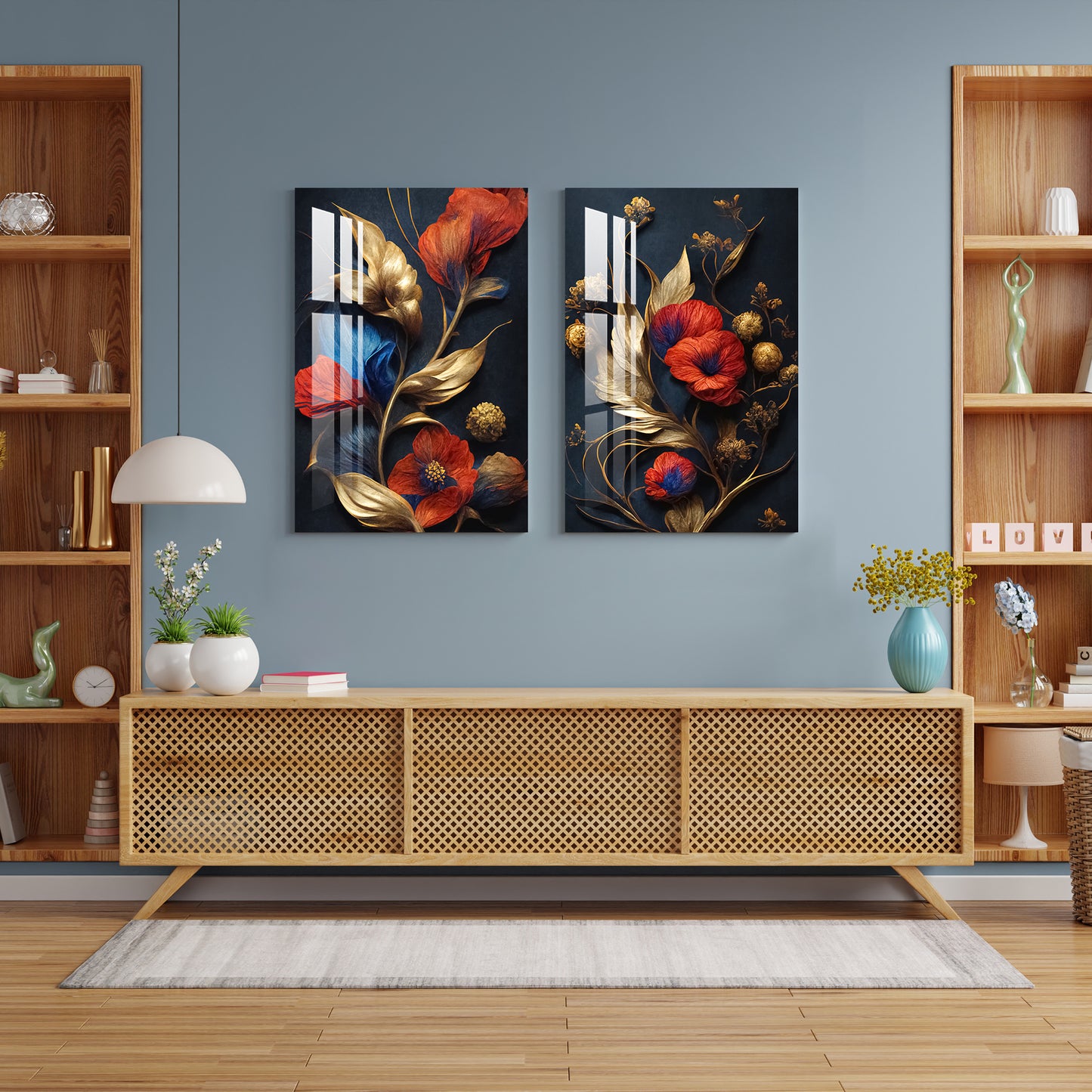 Colorful Abstract Flower Acrylic Wall Art (Set Of 2)