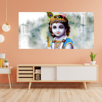 Bal Shree Krishna Acrylic Wall Art - 35.5X17.4 Inch / 3MM