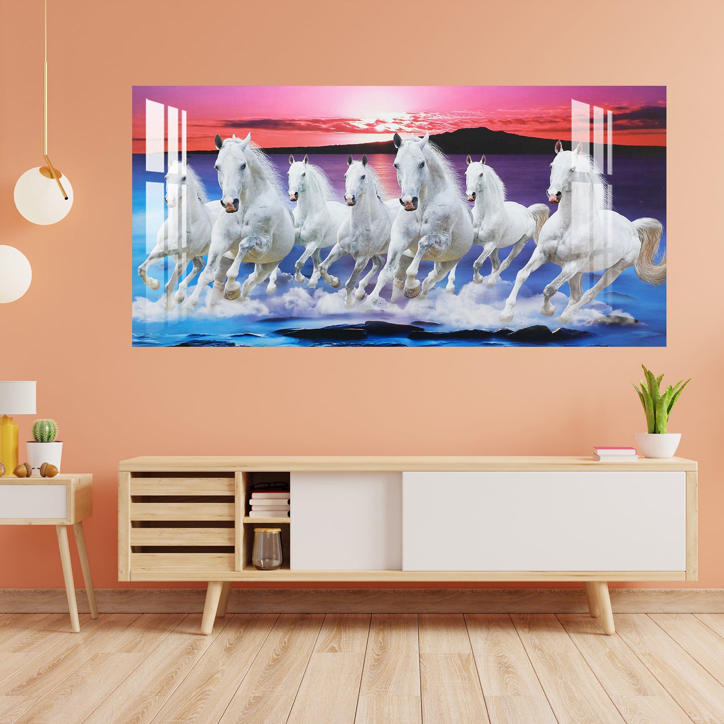 Seven White Horses Acrylic Wall Art