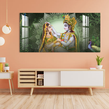 Sitting Radha Krishna Acrylic Wall Art