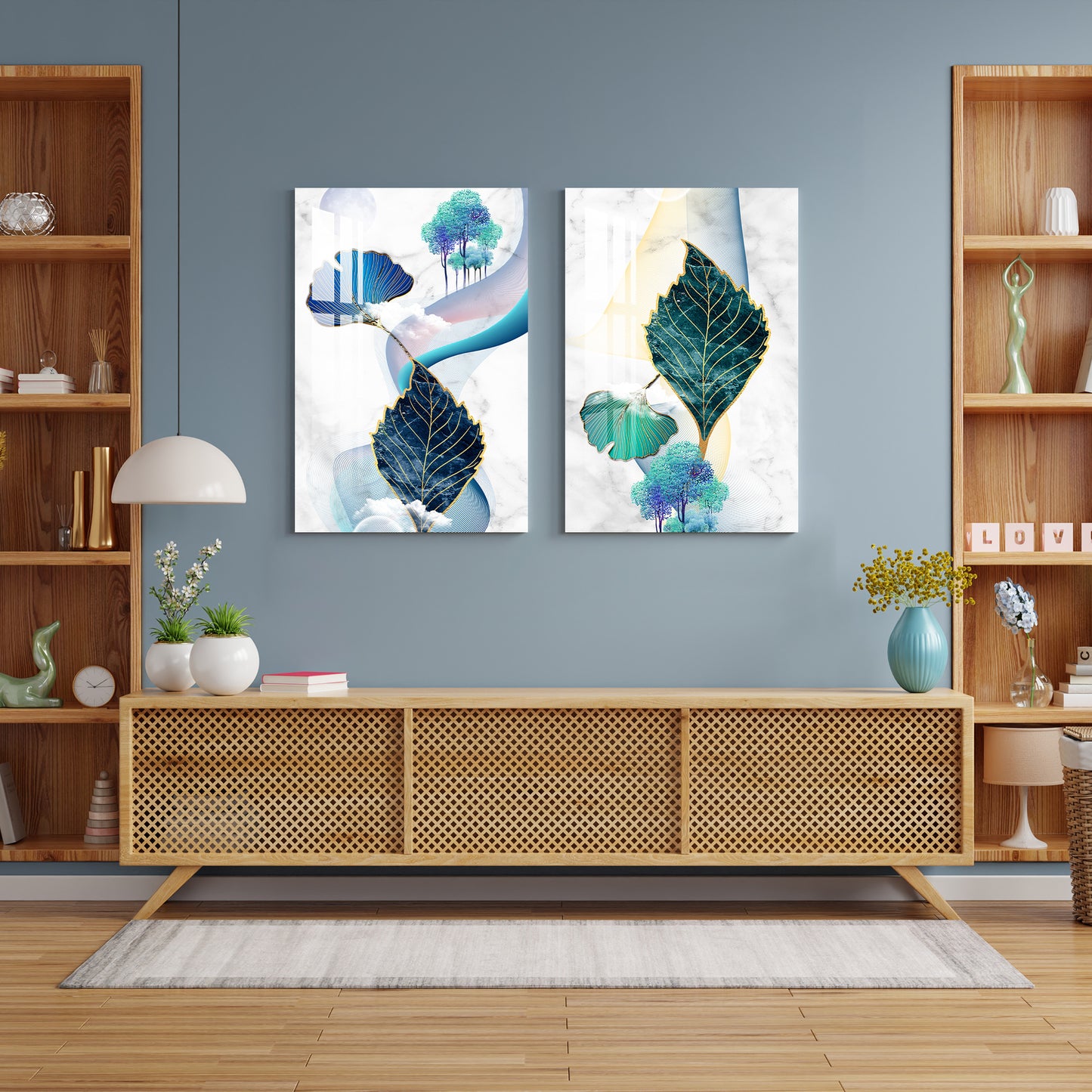 Colorful Naples with Leaves Acrylic Wall Art (Set Of 2)