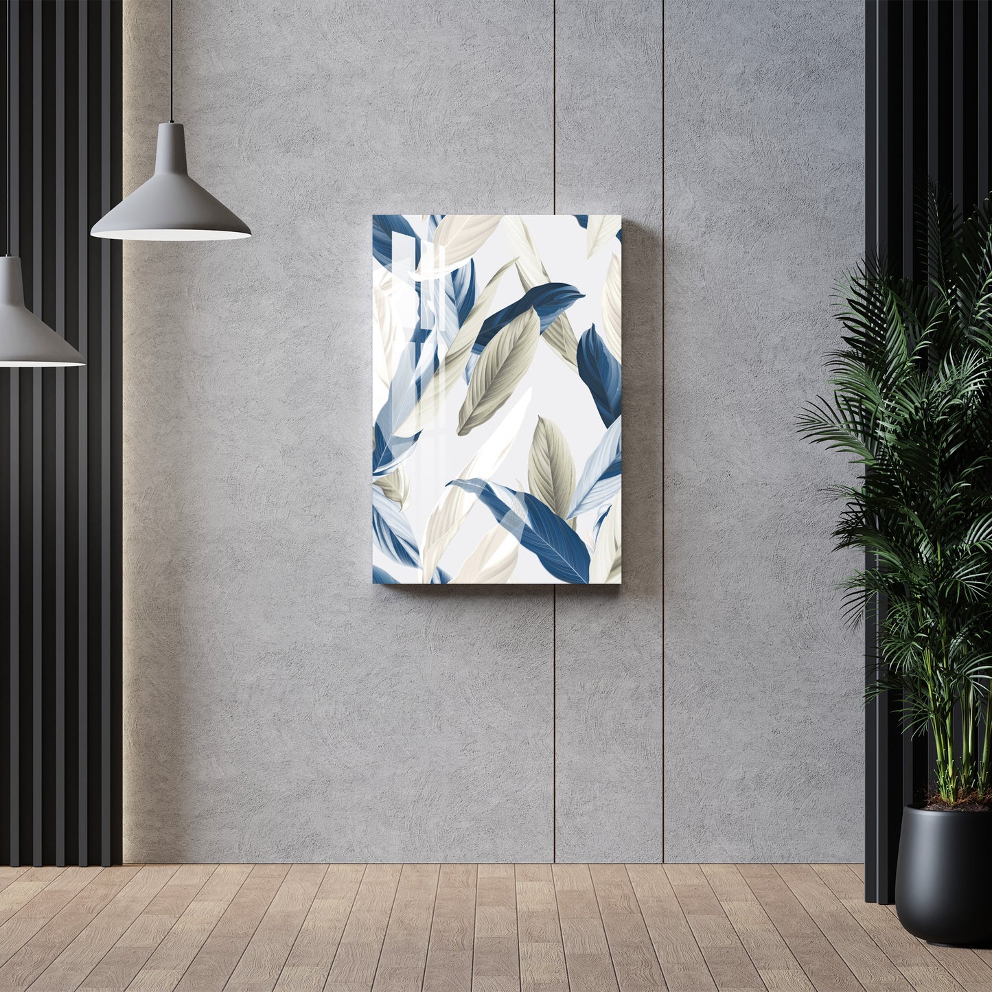 Blue & White Feather Acrylic Wall Art