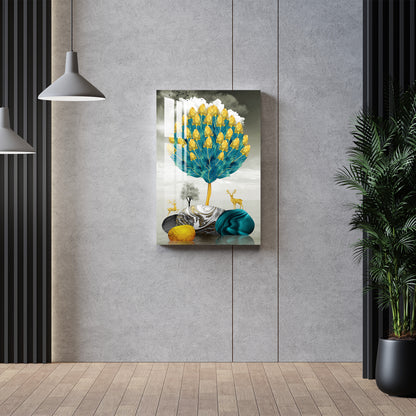 Blooming Golden Tree Acrylic Wall Art