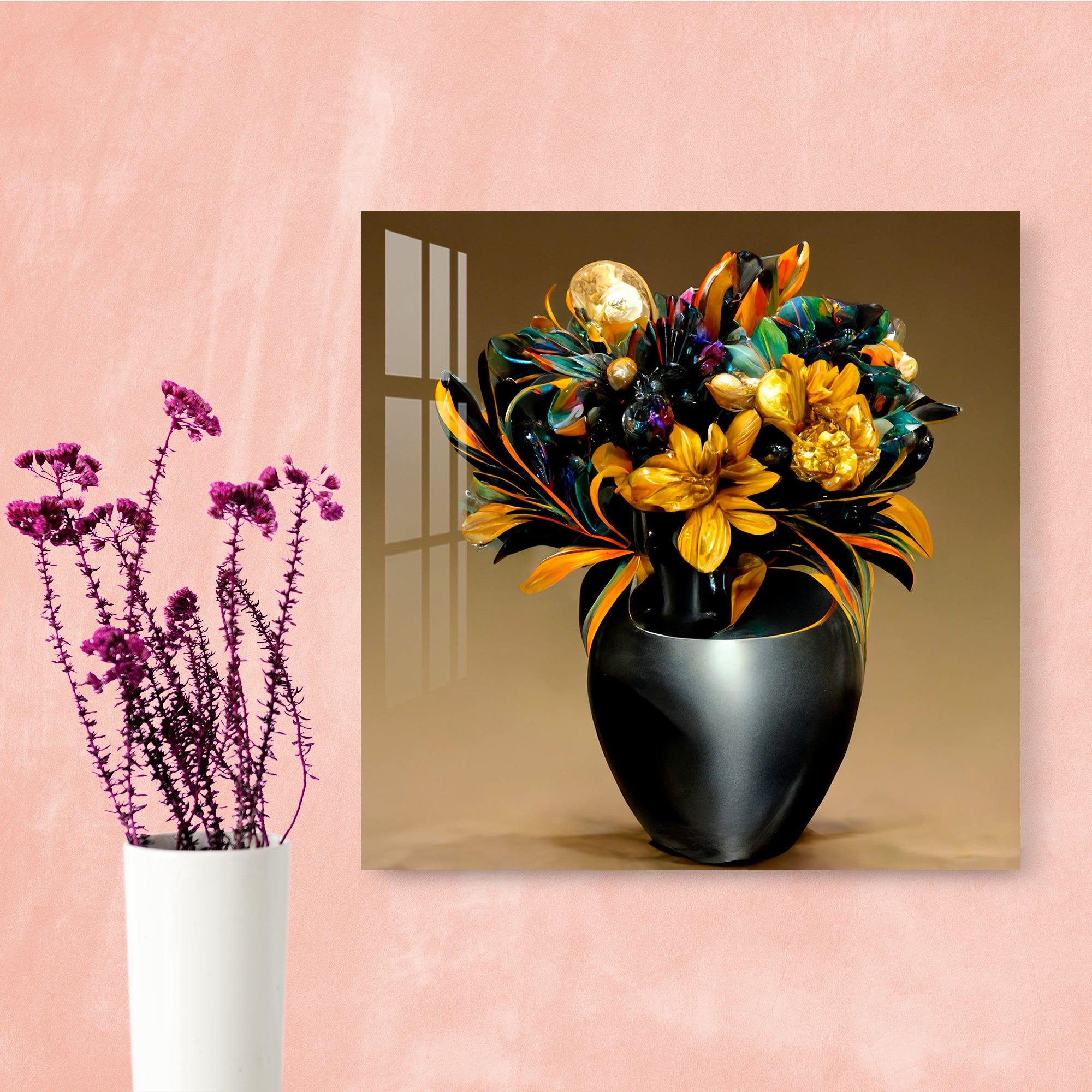 Vase with Yellow Flowers Acrylic Wall Art