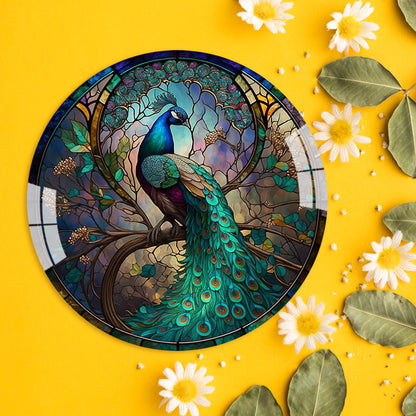 Peacock of Paradise Round Acrylic Wall Art