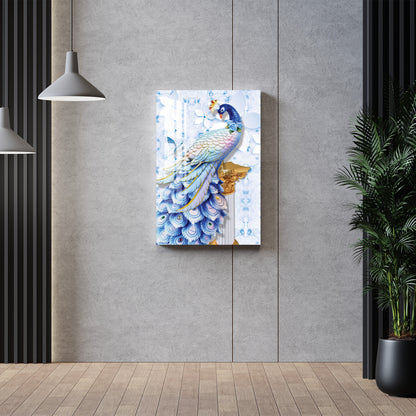 Peacock with Icy Blue Feather Acrylic Wall Art