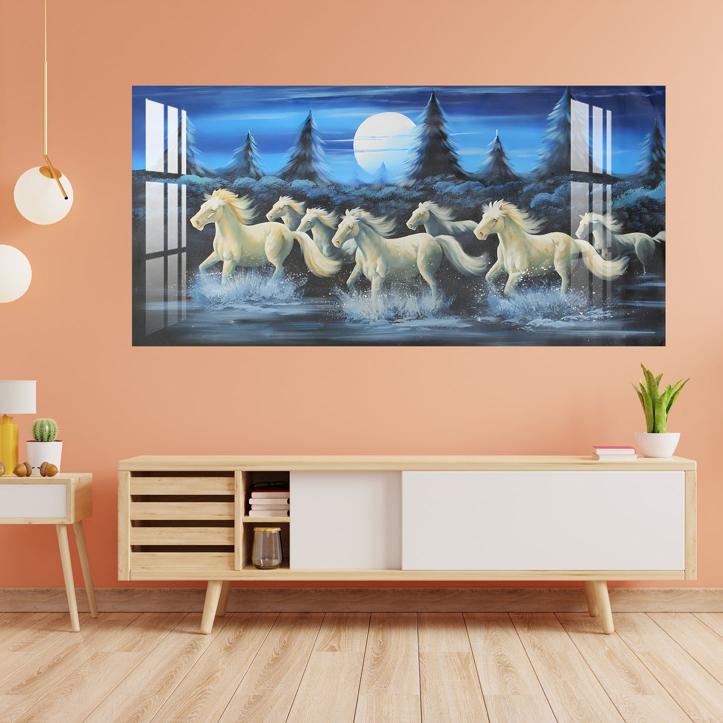 Horses Crossing River Acrylic Wall Art