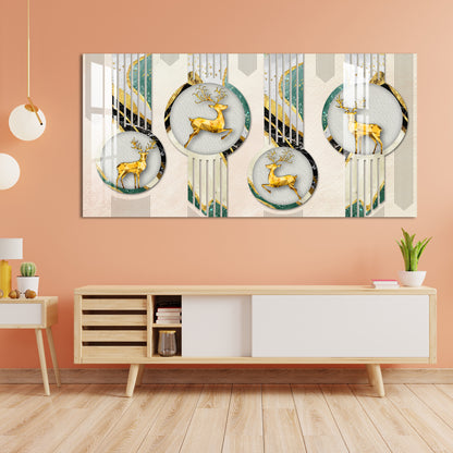 Golden Swamp Deers Acrylic Wall Art