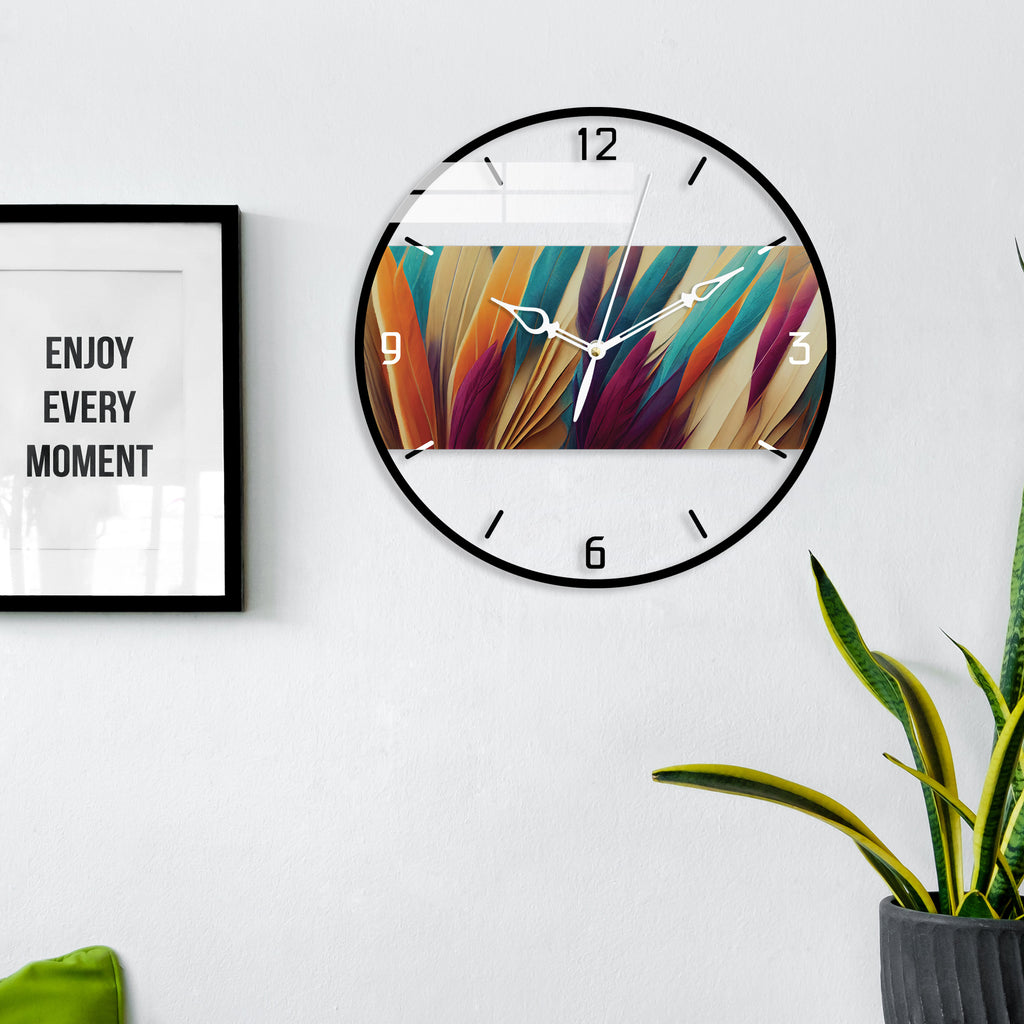 Lucky Feathers Printed Acrylic Wall Clock