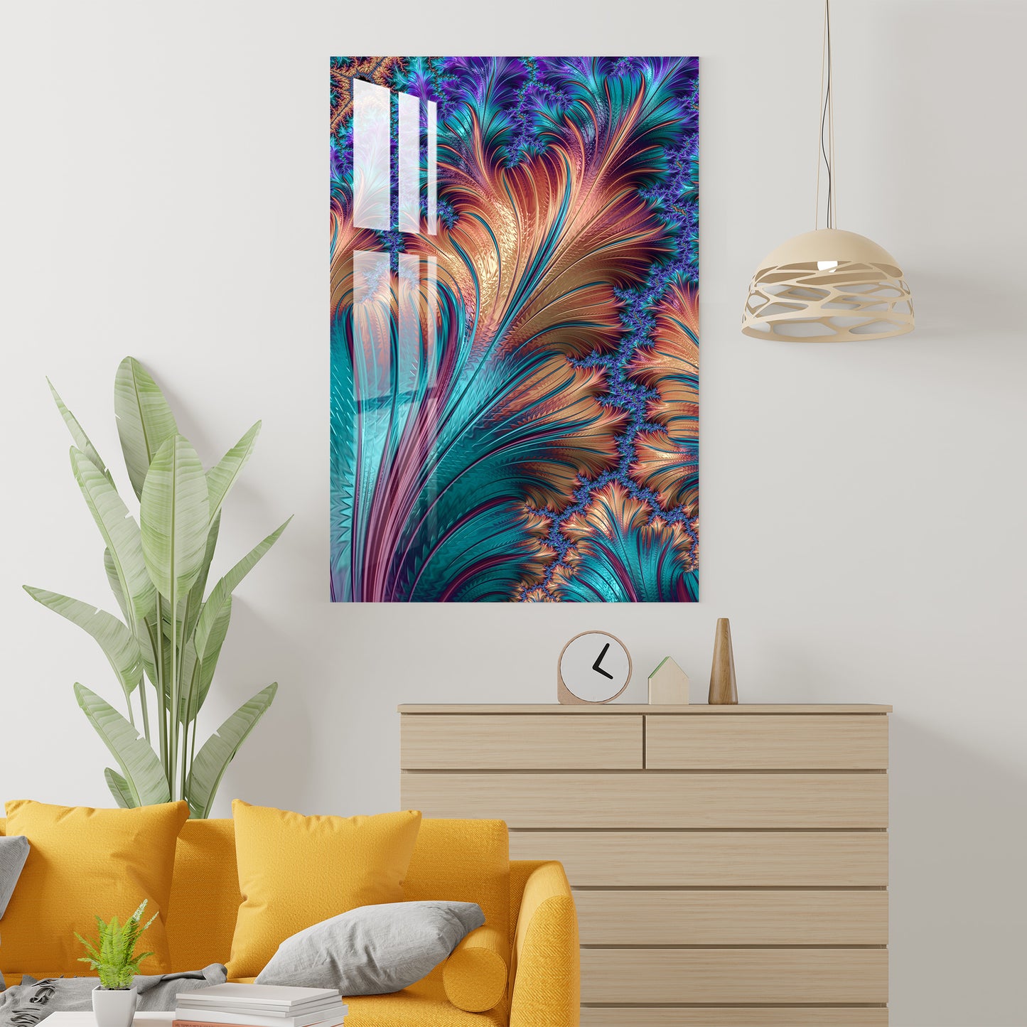 Multicolor Feather Acrylic Wall Art