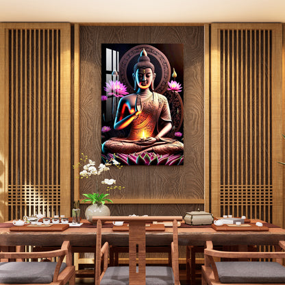 Buddha With Flowers Acrylic Wall Art