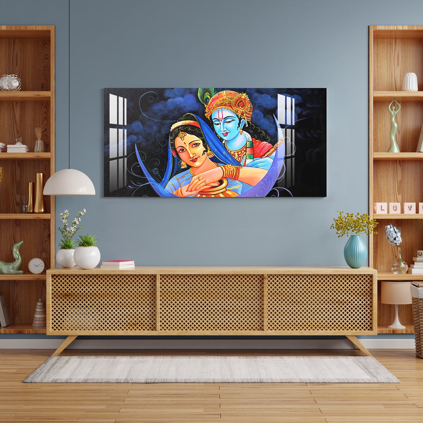 Radha Krishna on Moon Acrylic Wall Art