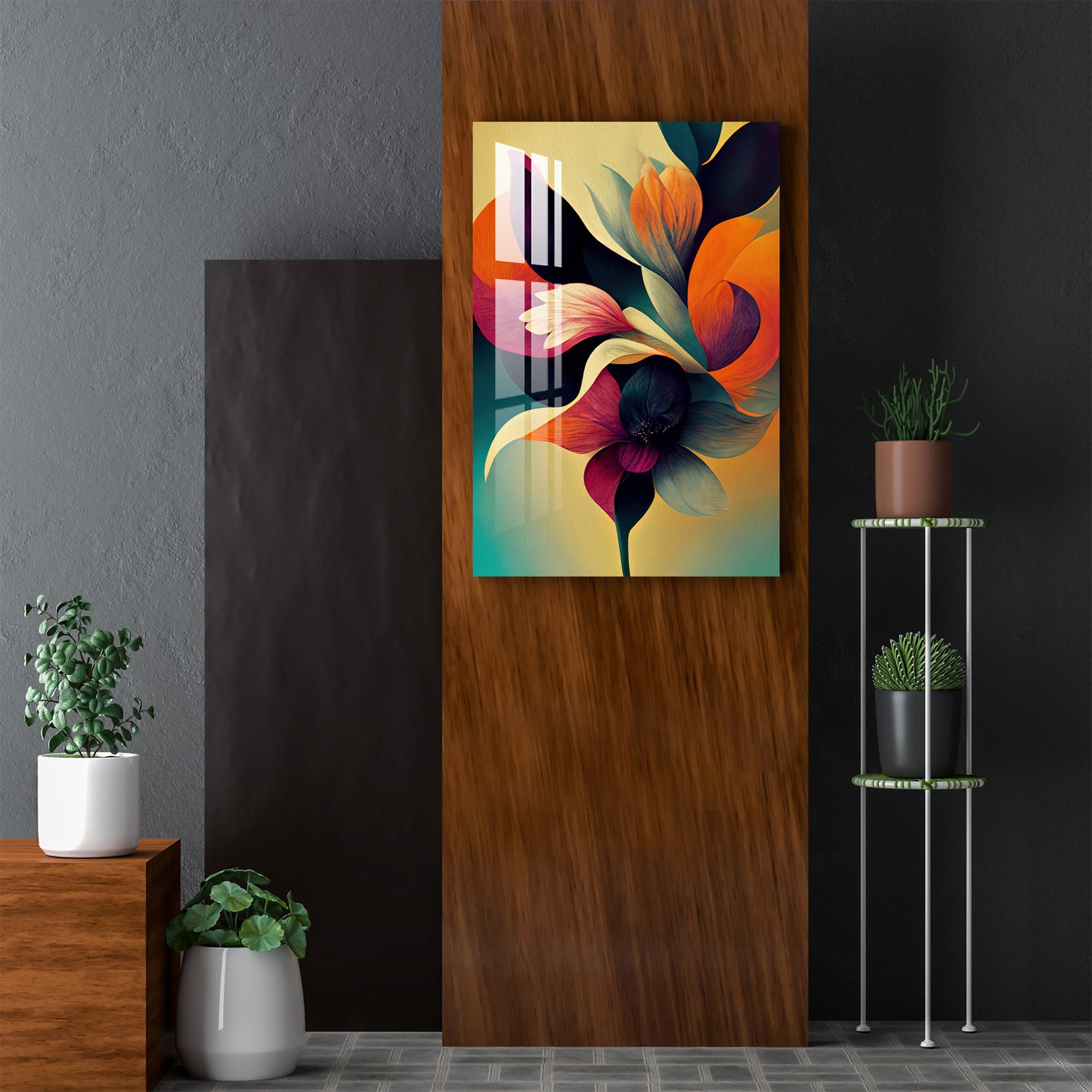 Colorful Glowing Flower Acrylic Wall Art