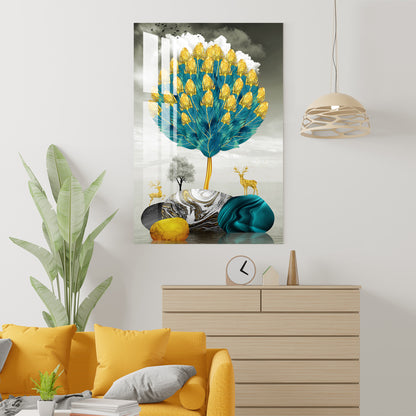 Blooming Golden Tree Acrylic Wall Art