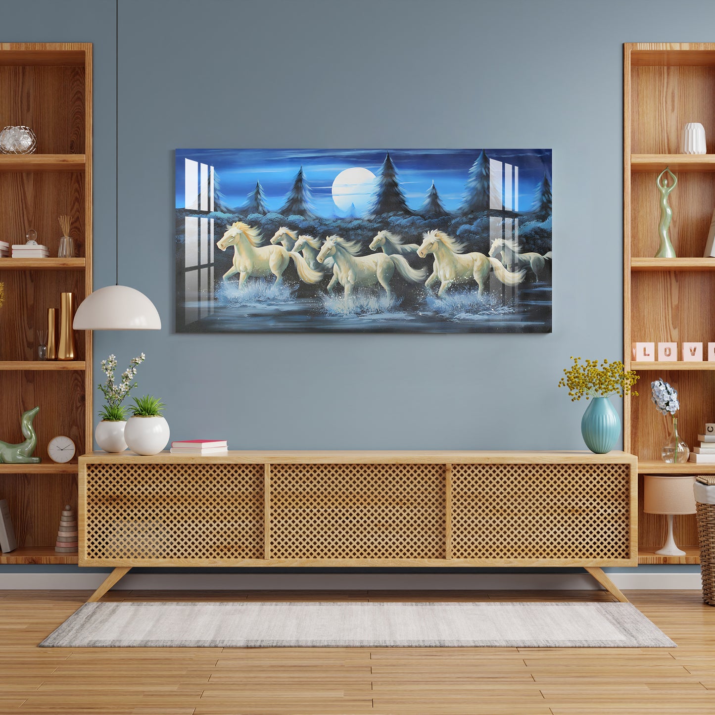 Horses Crossing River Acrylic Wall Art