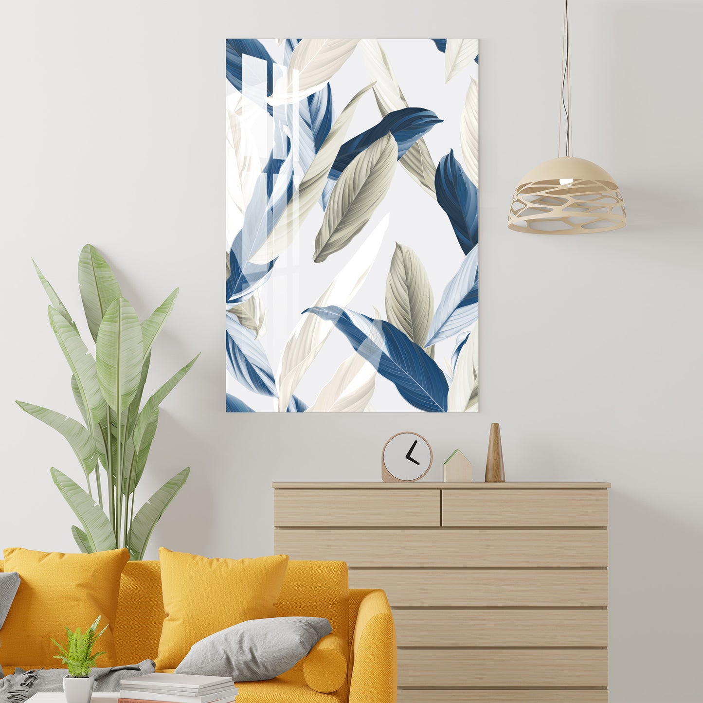 Blue & White Feather Acrylic Wall Art