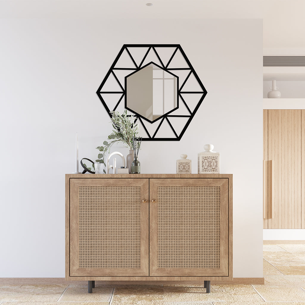 Hexagonal Shaped Metal Wall Mirror