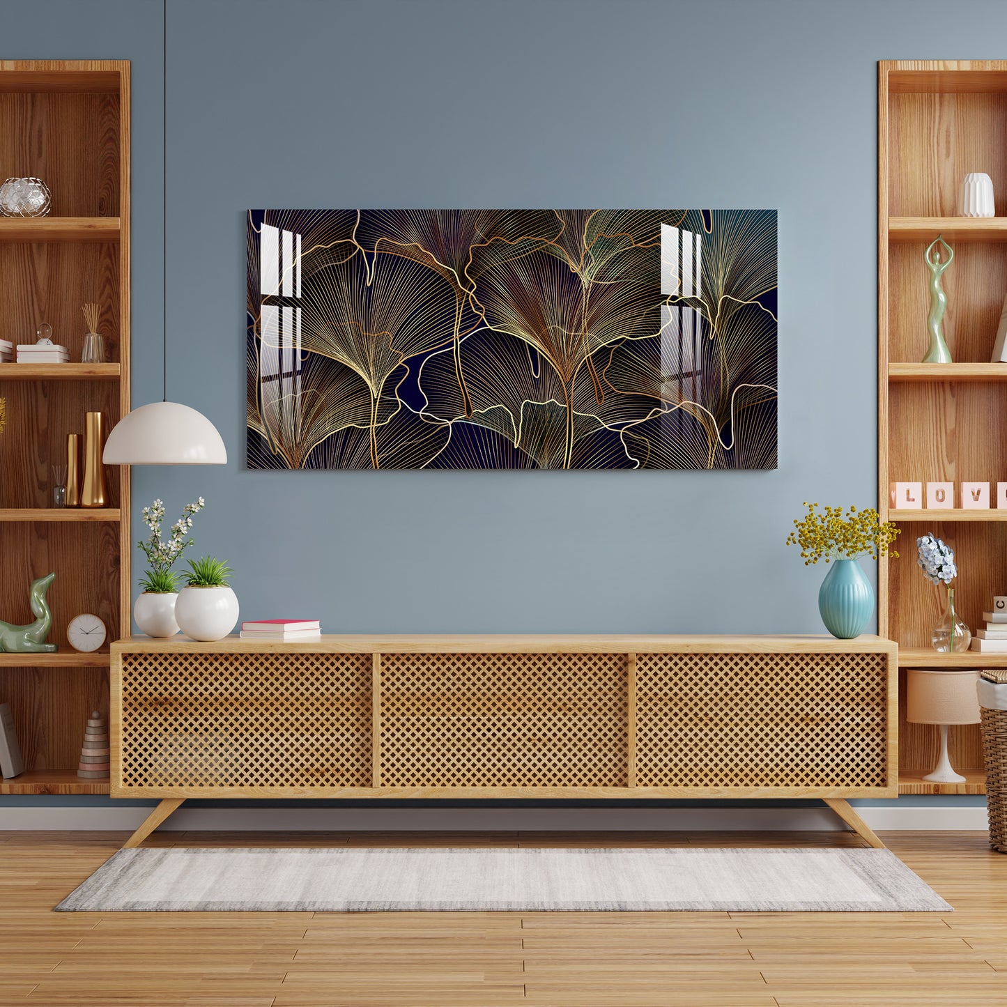 Golden Leaves Acrylic Wall Art