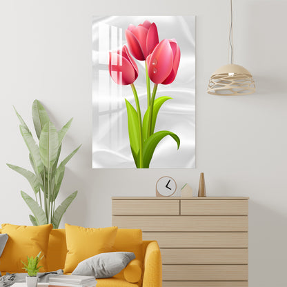 Red Tulips Acrylic Wall Art