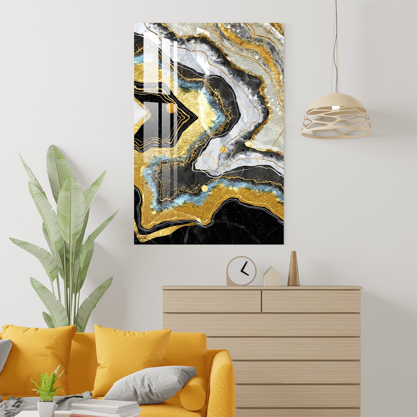 White & Golden Wave Acrylic Wall Art