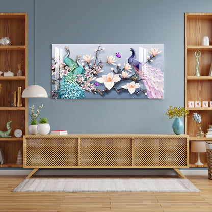 Colorful Peacocks Acrylic Wall Art